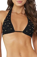 PQ SWIM Brynn Beaded Halter Swim Top in Midnight at Nordstrom, Size Small