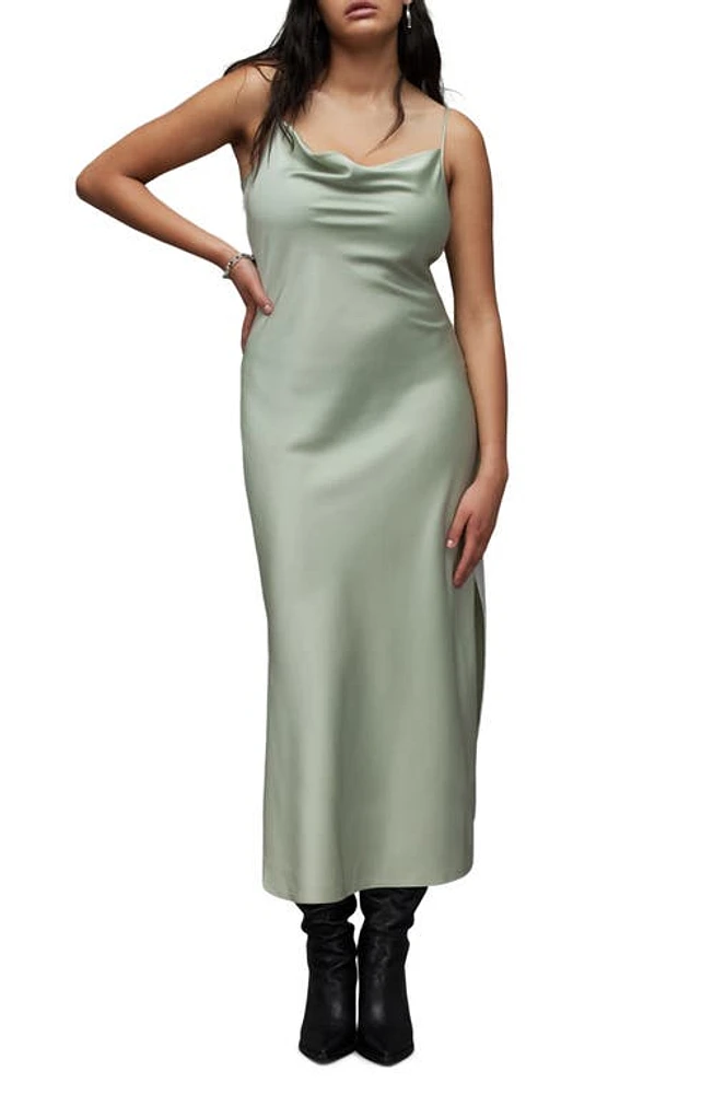 AllSaints Hadley Satin Slipdress Pistachio Green at Nordstrom,