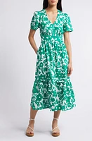 Boden Eve Linen Midi Dress Green Tambourine Tulip Garden at Nordstrom,