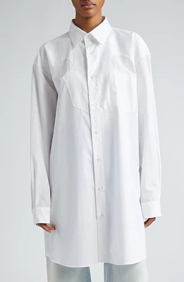 Maison Margiela Oversize Décortiqué Cotton Button-Up Shirt Optic White at Nordstrom, Us