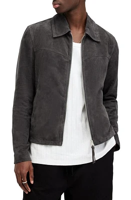 AllSaints Haze Goat Suede Jacket Hazy Grey at Nordstrom,