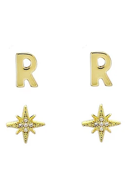 Panacea Initial Starburst Set of 2 Stud Earrings in Gold-R at Nordstrom