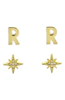 Panacea Initial Starburst Set of 2 Stud Earrings in Gold-R at Nordstrom