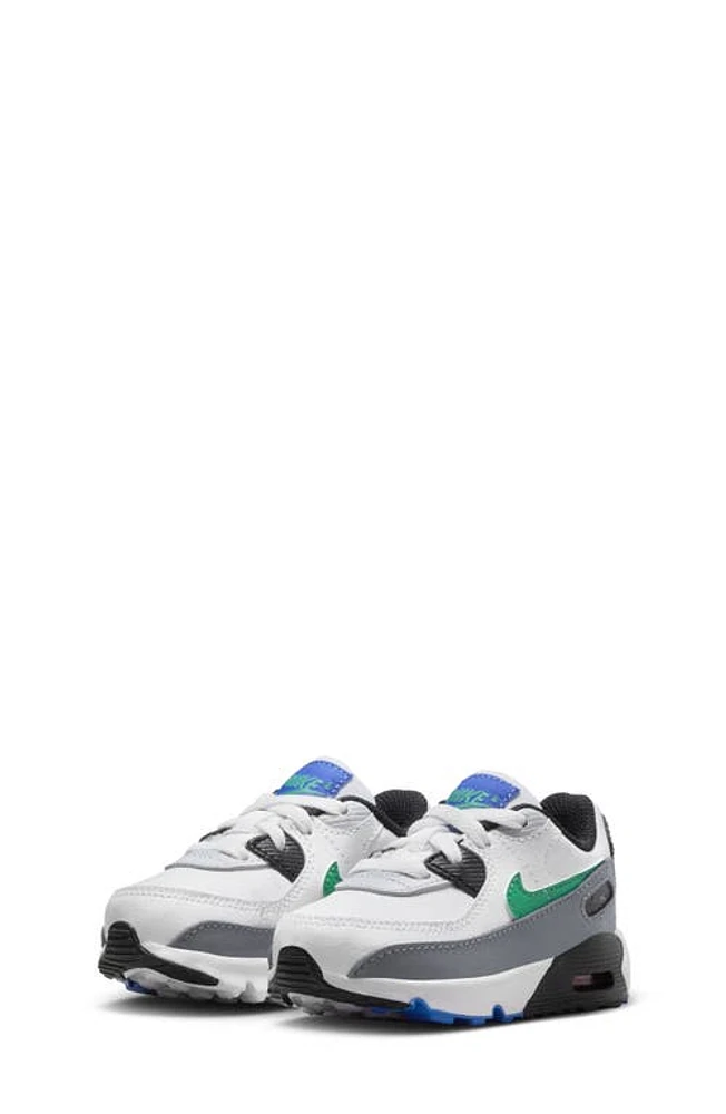 Nike Kids' Air Max 90 LTR Sneaker in White/Platinum/Grey/Green at Nordstrom, Size 4 M