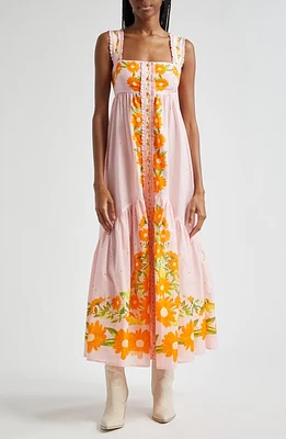 FARM Rio Papaya Salad Tie Back Button Front Sundress Pink at Nordstrom,