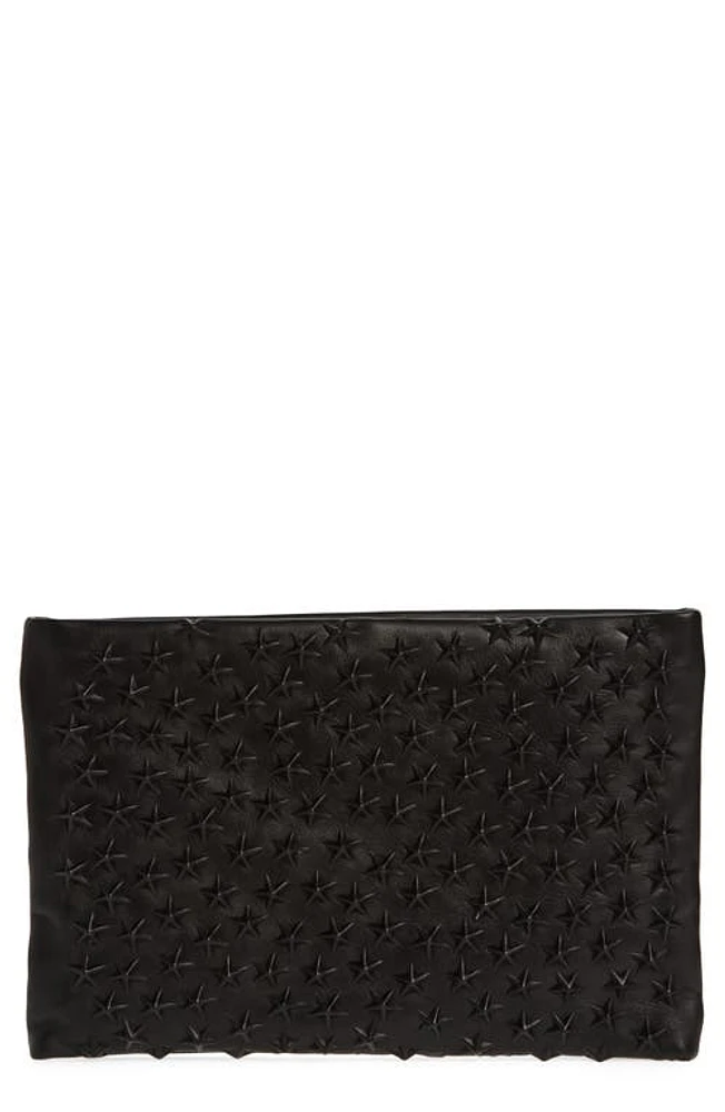 AllSaints Bettina Star Leather Clutch in Black at Nordstrom