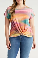 Wit & Wisdom Twist Front Tie Dye T-Shirt Emerald Teal Multi at Nordstrom,