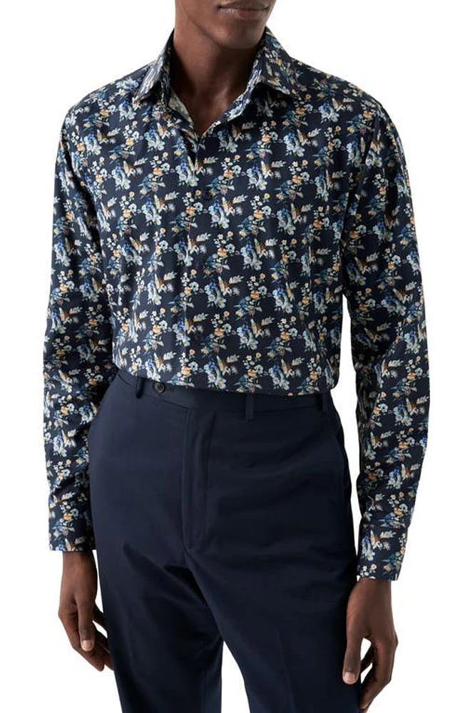 Eton Slim Fit Floral Dress Shirt Navy at Nordstrom, - R