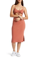 Roxy Wavey Baby Ruched Cutout Dress in Redwood Burl at Nordstrom, Size Large