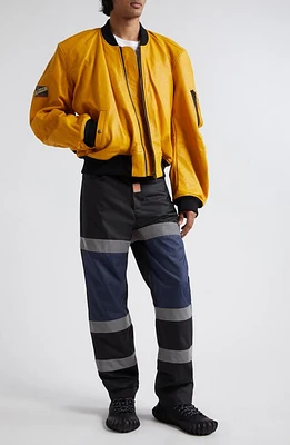 Martine Rose Rider Leather Bomber Jacket Citrine at Nordstrom,