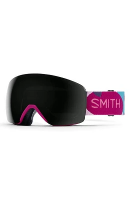 Smith Skyline 157mm ChromaPop Snow Goggles in Fuschia Shapes /Black at Nordstrom