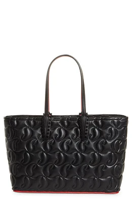 Christian Louboutin Small Cabat Embossed Leather Tote in Cm53 Black/Black at Nordstrom