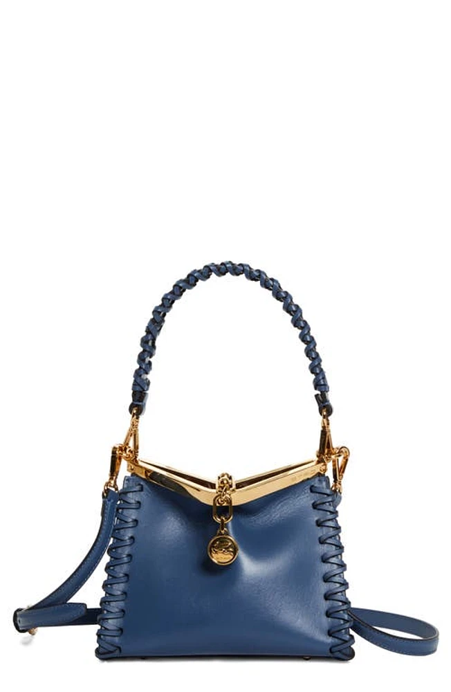 Etro Small Vela Whipstitch Leather Shoulder Bag in Blue at Nordstrom