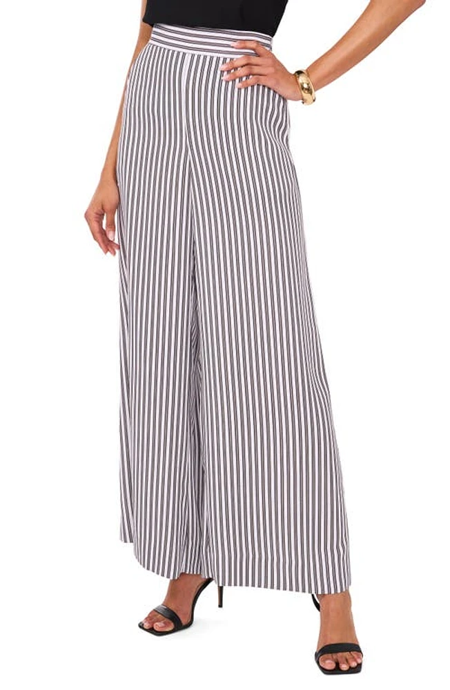 Vince Camuto Stripe Flat Front Wide Leg Pants Coastal Grey at Nordstrom,