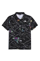 The North Face Kids' Amphibious Print Short Sleeve Button-Up Shirt Black Be A Good Person at