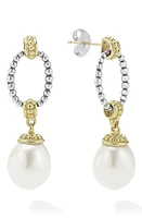 LAGOS Luna Freshwater Pearl Drop Frontal Hoop Earrings in Gold at Nordstrom