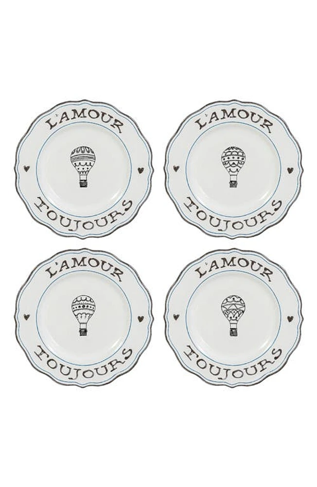 Juliska Set of 4 L'Amour Toujours Dessert/Salad Plates in Whitewash Black at Nordstrom