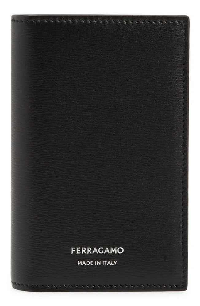 FERRAGAMO Vertical Bifold Leather Card Holder in Nero at Nordstrom