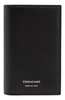 FERRAGAMO Vertical Bifold Leather Card Holder in Nero at Nordstrom