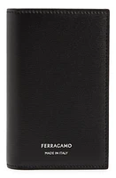 FERRAGAMO Vertical Bifold Leather Card Holder in Nero at Nordstrom