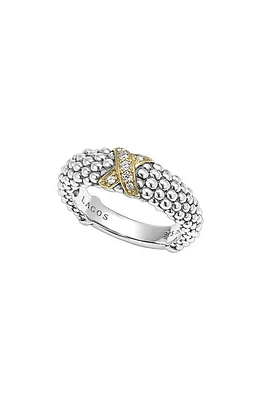 LAGOS X Diamond & Caviar­ Two-Tone Ring in Silver/Gold at Nordstrom, Size 7