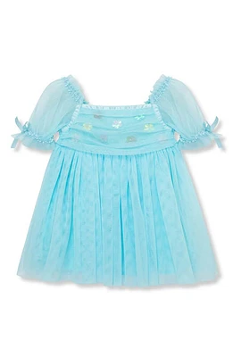 Peek Essentials Budding Dancer Puff Sleeve Mesh Babydoll Dress Light Blue at Nordstrom,