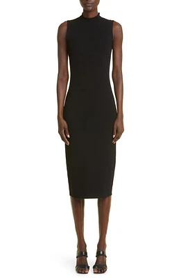 St. John Collection Sleeveless Mock Neck Rack Stitch Sweater Dress Black at Nordstrom,