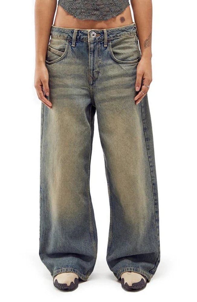 BDG Urban Outfitters Jaya Tinted Low Rise Wide Leg Jeans Green Tint Vintage at Nordstrom, 32