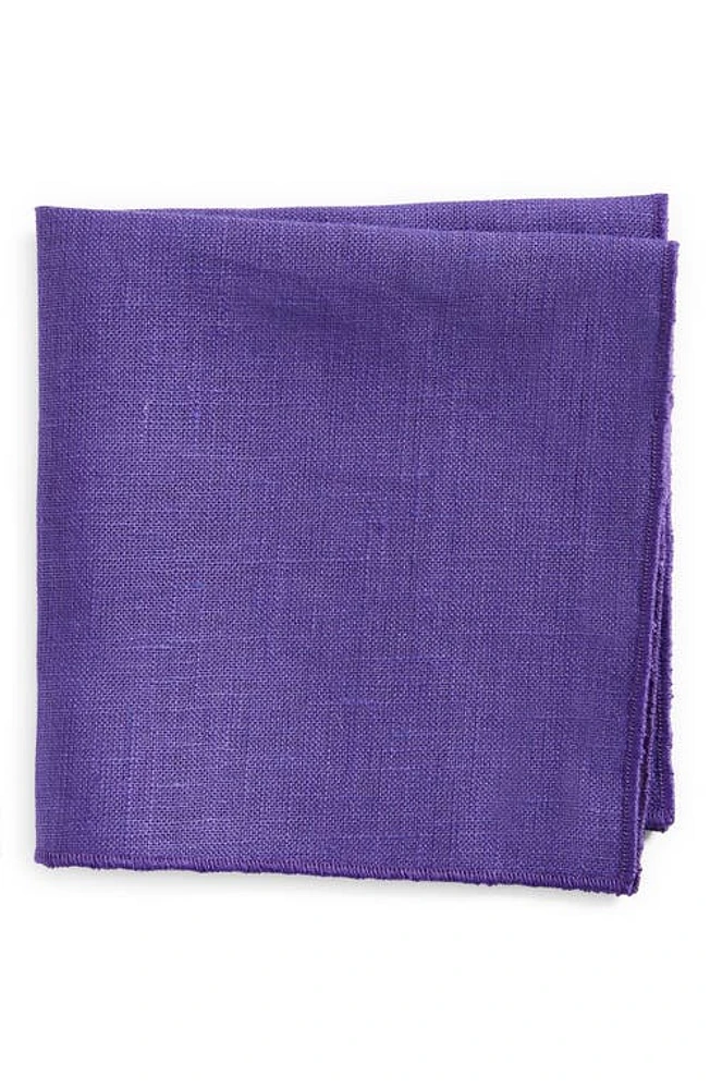 CLIFTON WILSON Solid Linen Pocket Square in Purple at Nordstrom