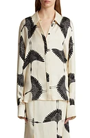 Khaite Minta Print Button-Up Shirt Cream /Black at Nordstrom,