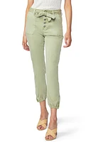 PAIGE Mayslie High Waist Tie Belt Exposed Button Joggers in Vintage Light Pistachio at Nordstrom, Size 29