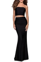 La Femme Strapless Two-Piece Trumpet Gown Black at Nordstrom,