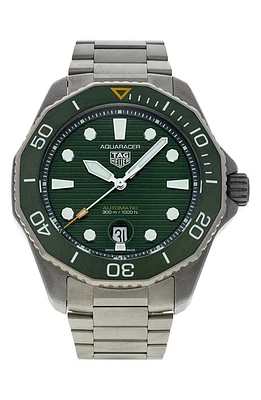 Watchfinder & Co. Tag Heuer Preowned Aquaracer Automatic Bracelet Watch, 43mm in Green/Silver at Nordstrom