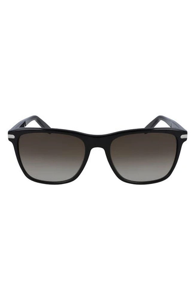 FERRAGAMO 57mm Gradient Rectangle Sunglasses in Black/Brown at Nordstrom