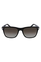 FERRAGAMO 57mm Gradient Rectangle Sunglasses in Black/Brown at Nordstrom