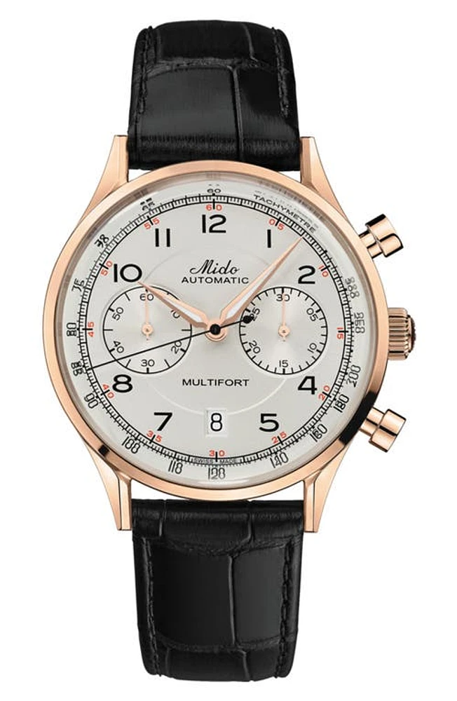 MIDO Multifort Patrimony Chronograph Leather Strap Watch in at Nordstrom