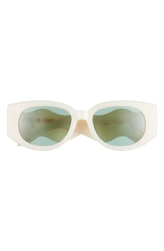 Casablanca Memphis 54mm Rectangular Sunglasses in Cream/Gold/Solid Green at Nordstrom