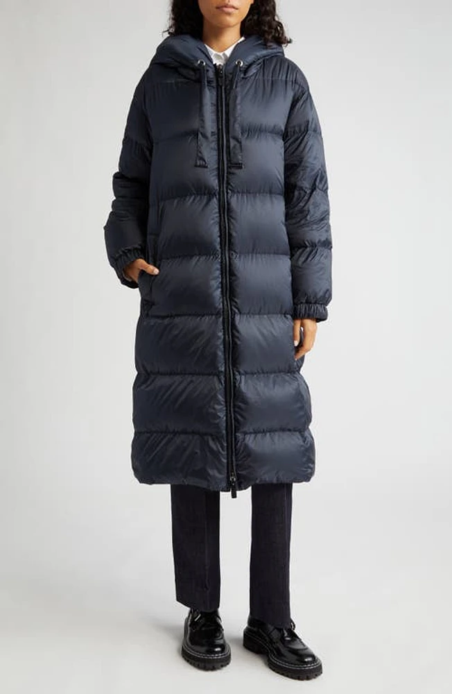 Max Mara Seipa Hooded Down Coat Midnight Blue at Nordstrom,