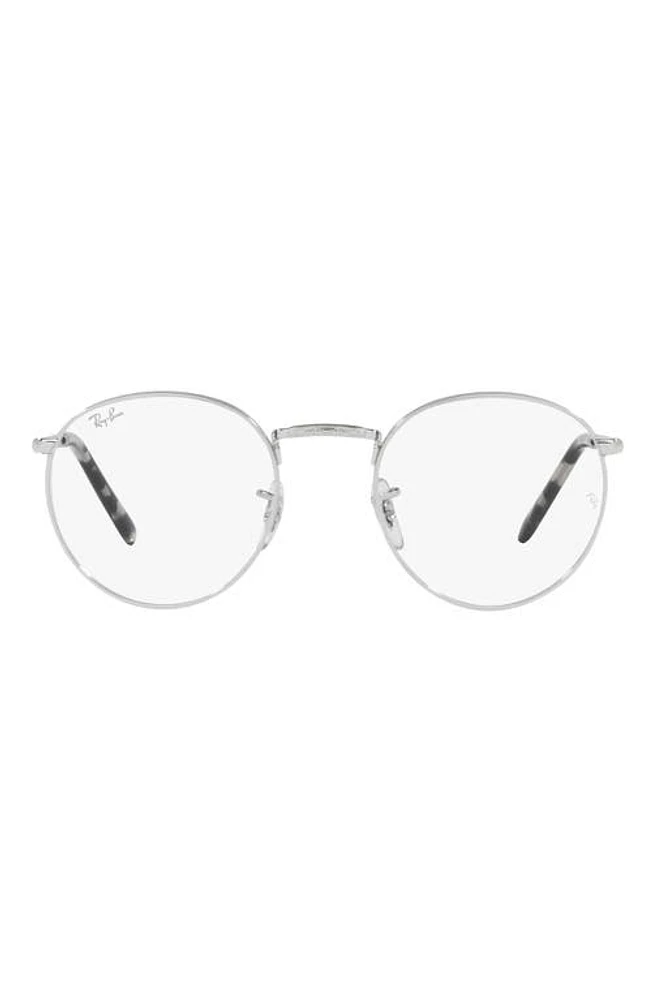 Ray-Ban New Round 50mm Phantos Optical Glasses in Silver at Nordstrom