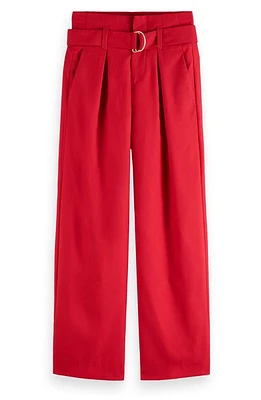 Scotch & Soda Daisy Belted Straight Leg Pants Lipstick Red at Nordstrom, 32