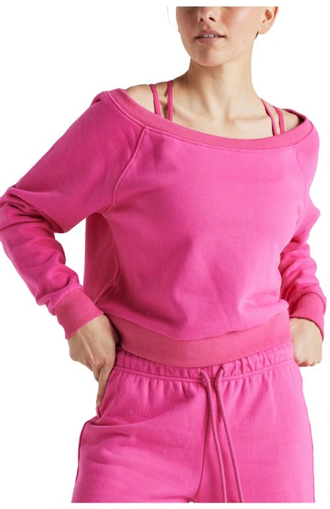 ELECTRIC YOGA Off Shoulder Sweatshirt Pink Yarrow at Nordstrom,