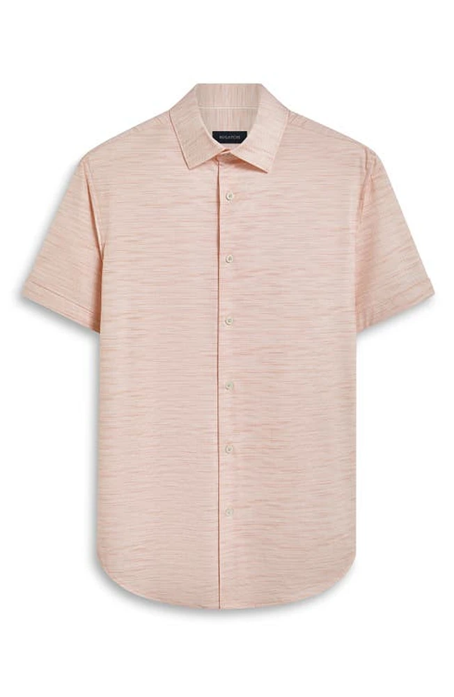 Bugatchi Miles Ooohcotton Space Dye Print Short Sleeve Button-Up Shirt at Nordstrom,