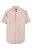 Bugatchi Miles Ooohcotton Space Dye Print Short Sleeve Button-Up Shirt at Nordstrom,