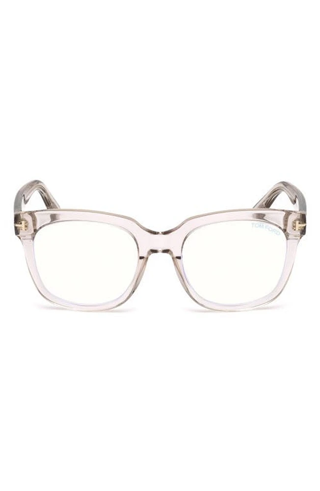 TOM FORD 52mm Blue Light Blocking Glasses in Shiny Pink/Blue Block Lens at Nordstrom