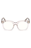 TOM FORD 52mm Blue Light Blocking Glasses in Shiny Pink/Blue Block Lens at Nordstrom