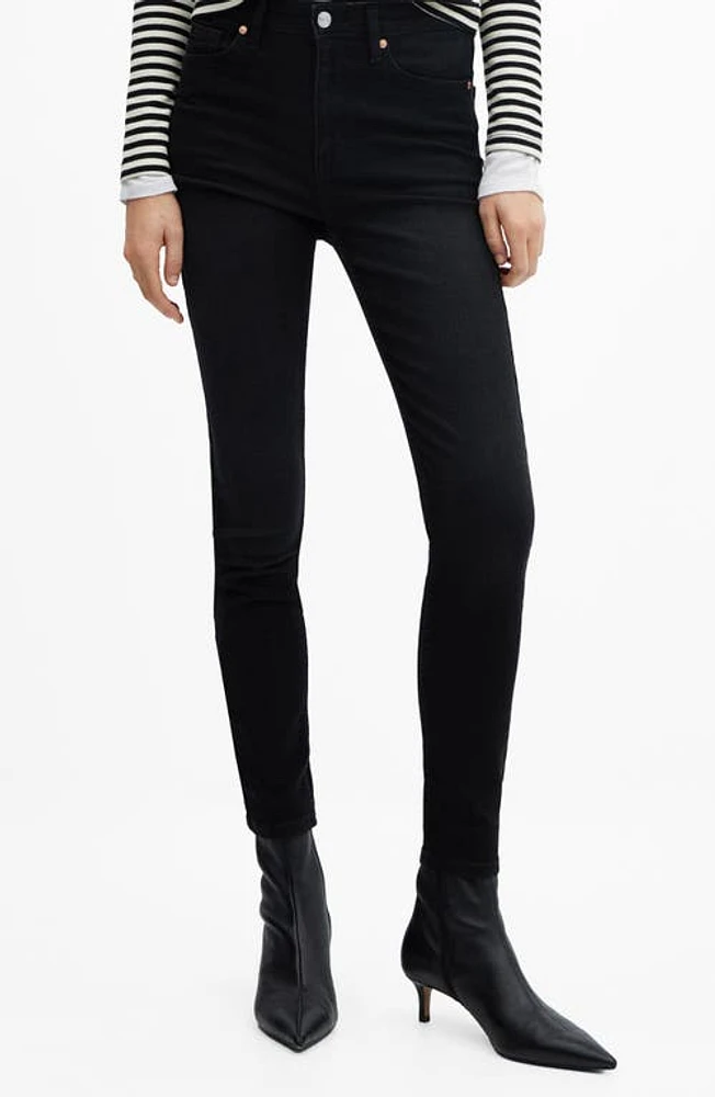 MANGO High Waist Skinny Jeans Black Denim at Nordstrom,