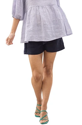 Angel Maternity Tie Waist Linen Shorts Navy at Nordstrom,