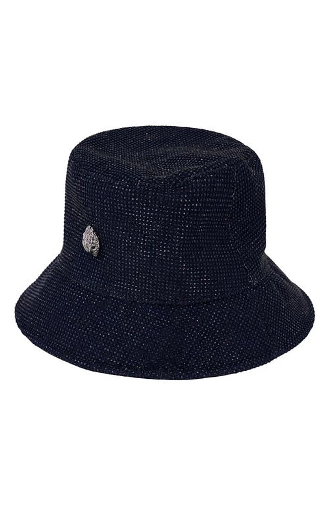 Kurt Geiger London Crystal Denim Bucket Hat in Washed Black at Nordstrom