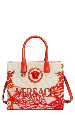 Versace La Medusa Small Barocco Sea Tote in Coral Multicolor-Versace Gold at Nordstrom