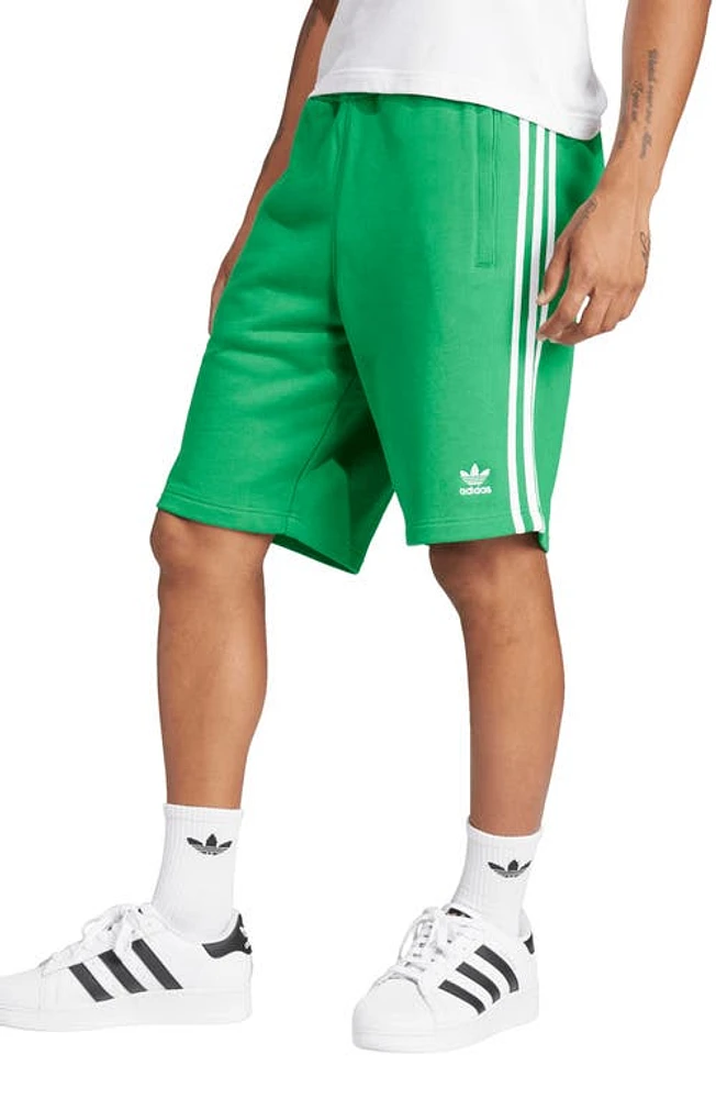 adidas Adicolor 3-Stripes Cotton French Terry Shorts Green at Nordstrom,